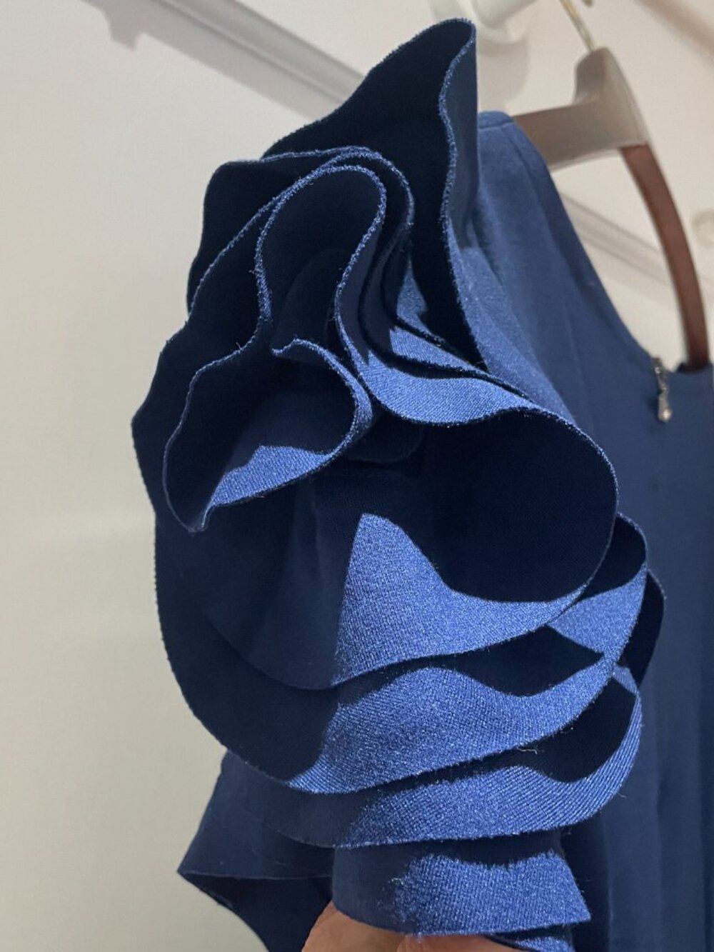 Pietro Brunelli "Salisburgo" Ruffled Sleeve Dress in Navy Blue Size S Maternity - Picture 5 of 9